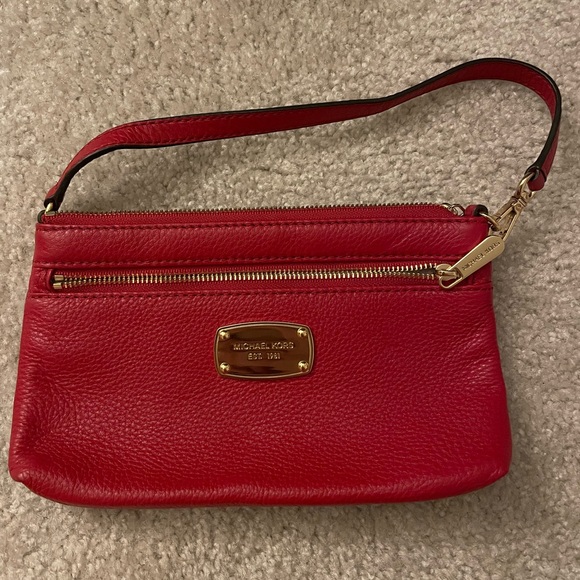 Michael Kors Red Leather Wristlet - Picture 1 of 5